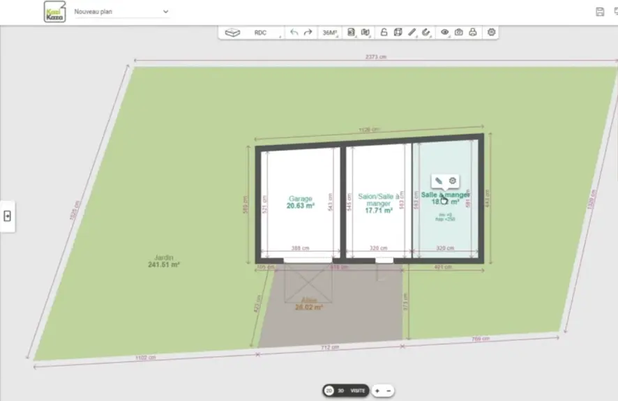 Plan d'une maison fait avec le logiciel kozikaza
