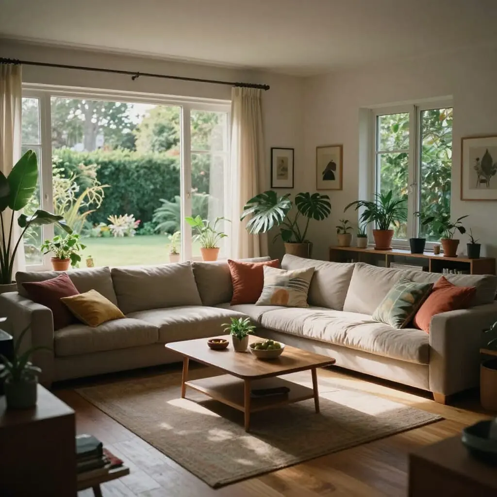 Tapis trĂšs propre dans un salon entretenu. Photo montrant l'importance de l'entretien des tapis.