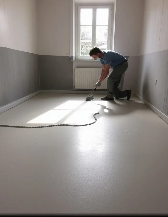 Ragréage du sol intérieur avec mortier autolissant pour une surface parfaitement lisse