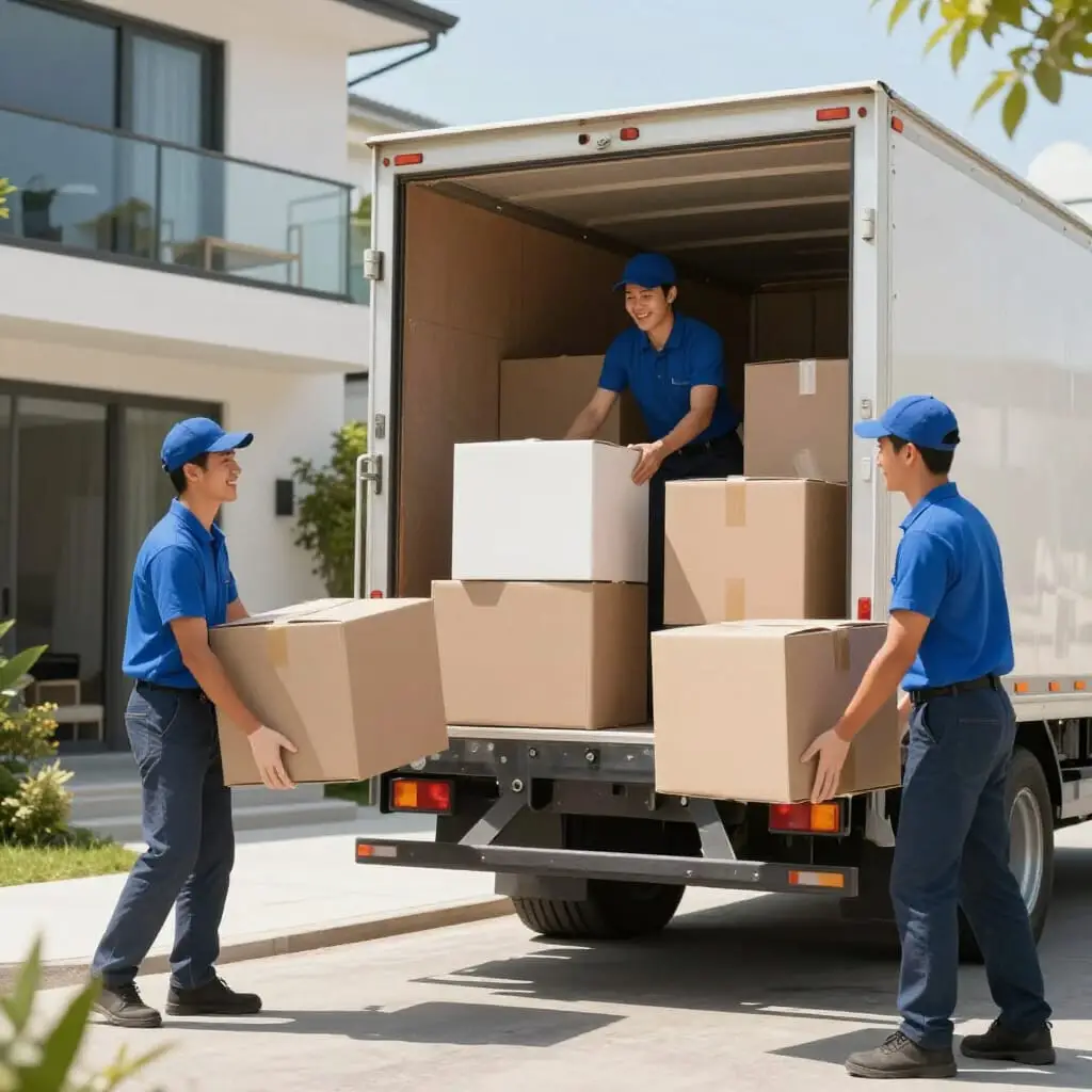 Équipe de déménageurs travaillant en milieu de semaine pour un déménagement fluide et sans stress